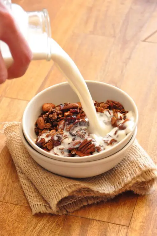 granola and milk