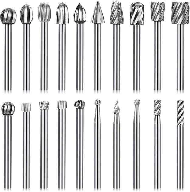 tonsiki 20pcs tungsten carbide rotary burr set 