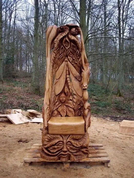 an artistic chair chainsaw carving