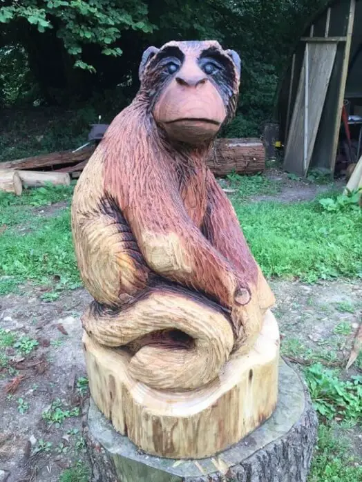 an old monkey chainsaw carving