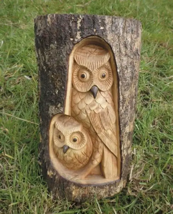 owl chainsaw carving