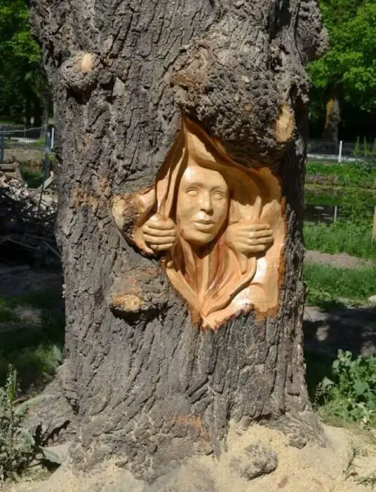 The Face of a Girl chainsaw carving