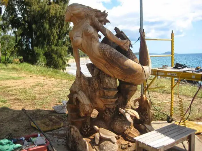 The Mermaid on Coral Reef chainsaw carving
