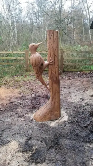 Woodpecker chainsaw carving