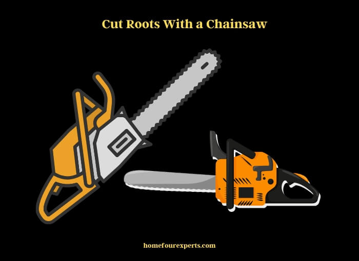 cut roots with a chainsaw
