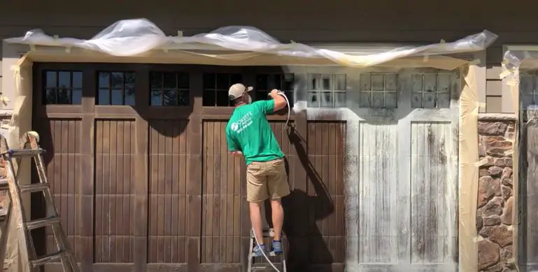 wood garage door refinishing near me